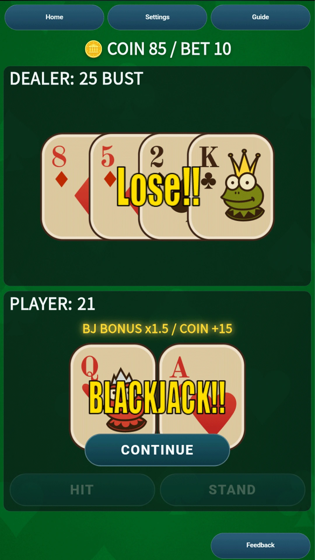 Funny Frog Blackjack screenshot 5